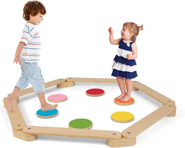 Ecotoys Step & Balance | Divertimento avventuroso - Travi di equilibrio Montessori e pietre da passo per interno ed esterno!